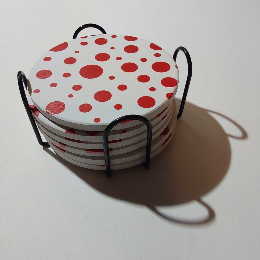Set of 6 drink coaster with iron stand (13)